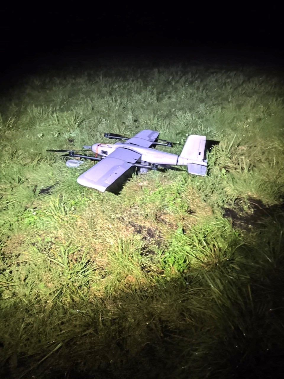 A second view of the recovered aircraft at the Tausiūnai site, 26 July 2026. Photo: VSAT.