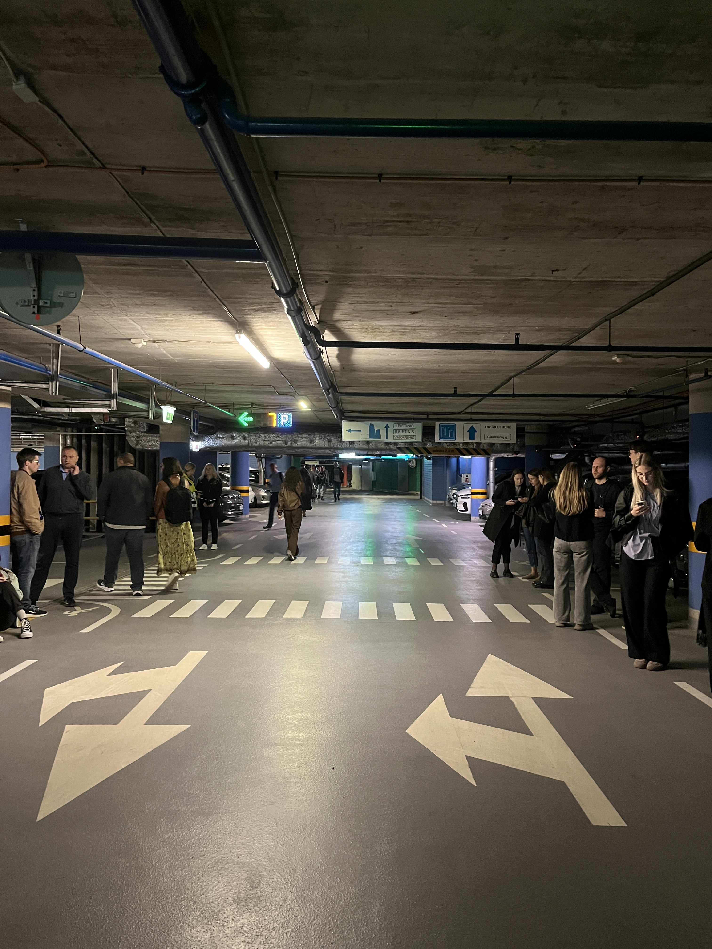 People sheltering in an underground car park during the 20 May 2026 air-danger alert