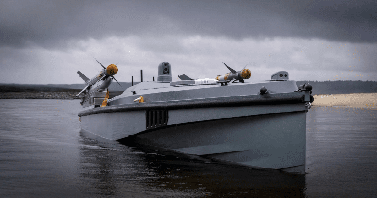 Associative image: armed unmanned surface vessel of the Magura-class type
