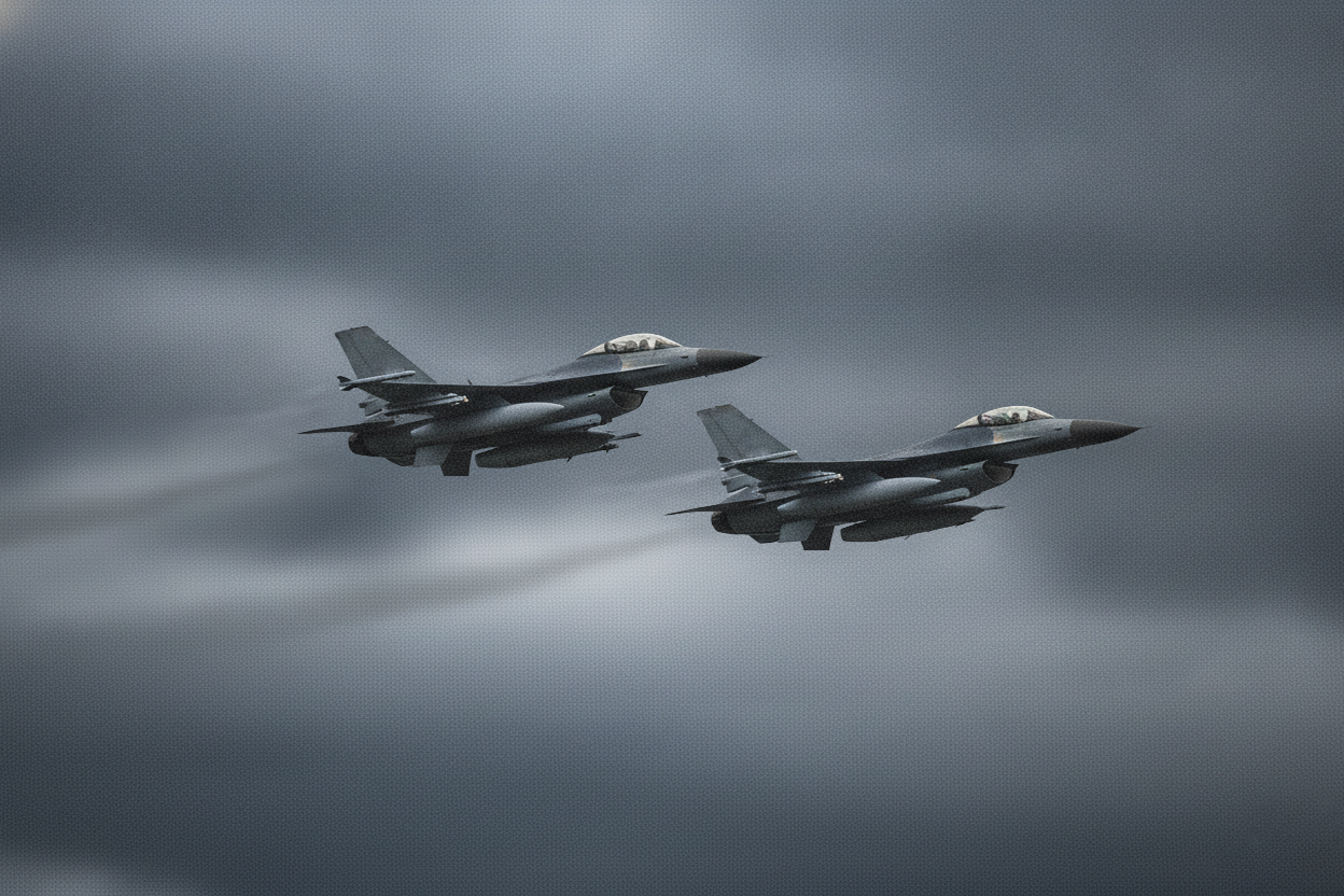 NATO F-16 fighter aircraft of the type used in Romanian air policing missions over the Danube Delta corridor